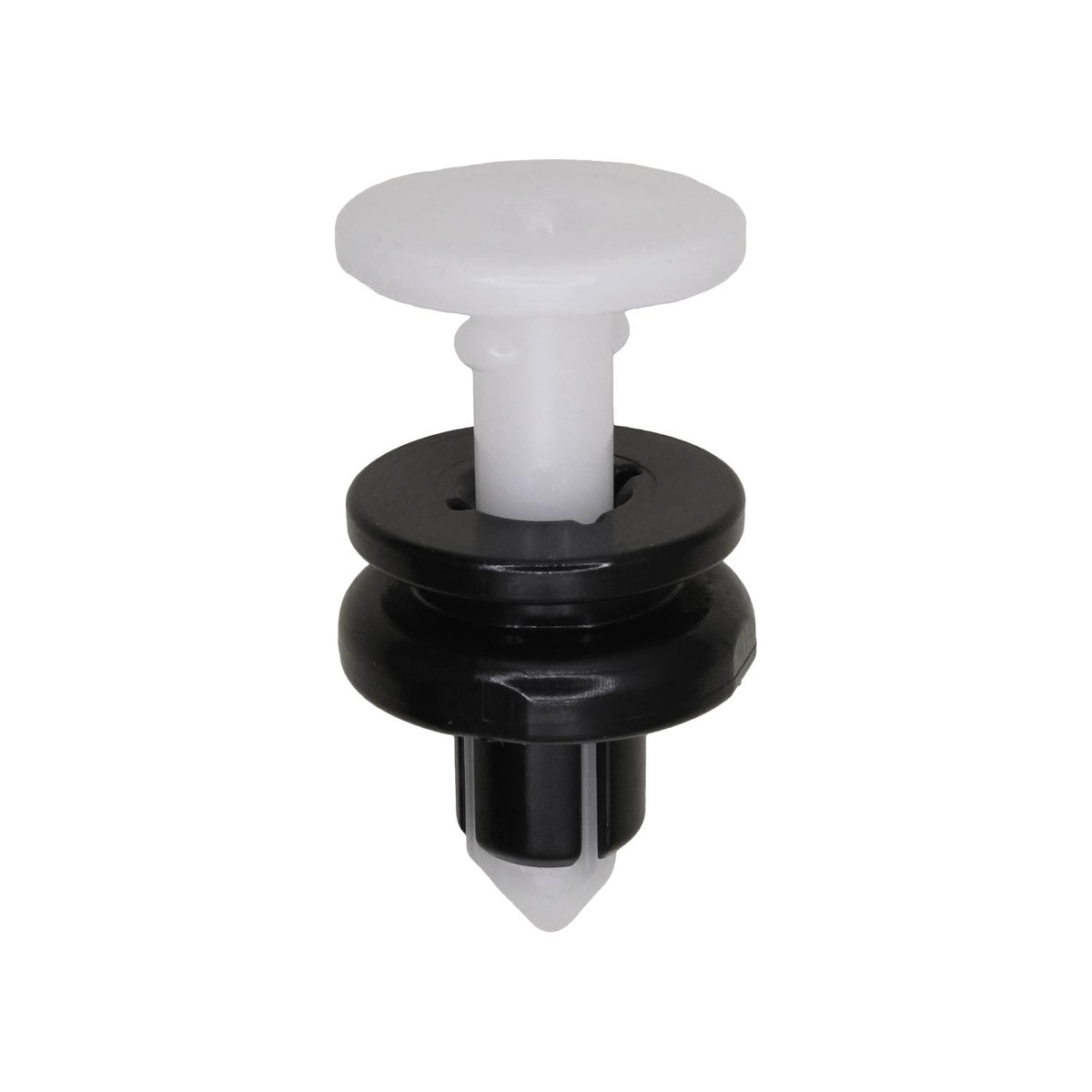13mm Black & White Nylon Pillar Garnish Push-Type Retainer, 18mm Head
