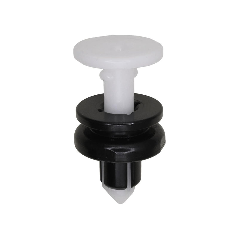 13mm Black & White Nylon Pillar Garnish Push-Type Retainer, 18mm Head