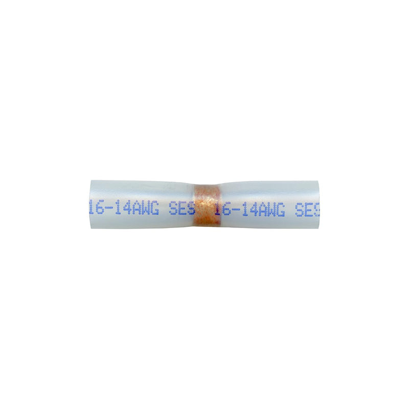 Clear with Blue Print Butt Connector Heat Shrink & Solder 16-14 AWG w, 16-14 Gauge