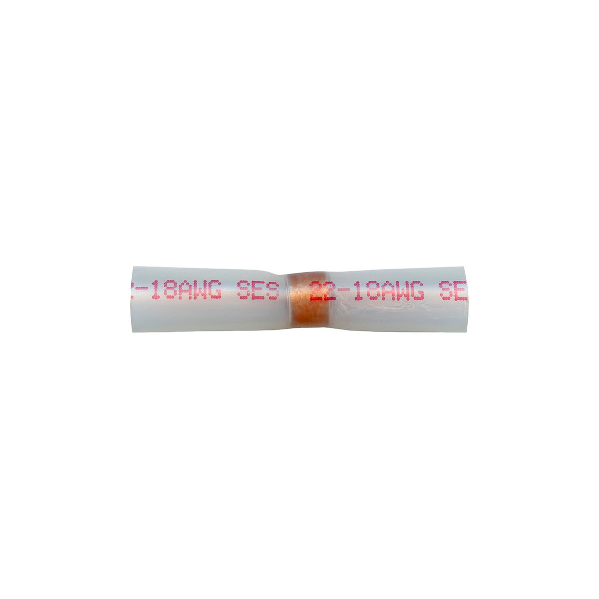 Clear with Red Print Butt Connector Heat Shrink & Solder 22-18 AWG w Red, 22-18 Gauge