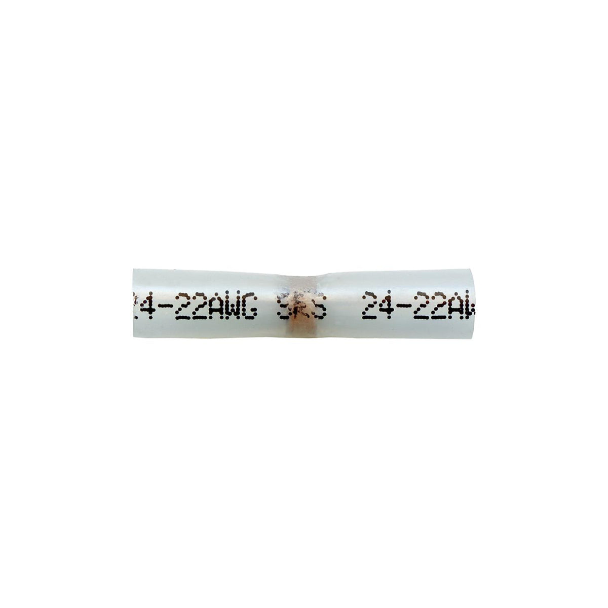 Clear with Black Print Butt Connector Heat Shrink & Solder 24-22 AWG w, 24-22 Gauge