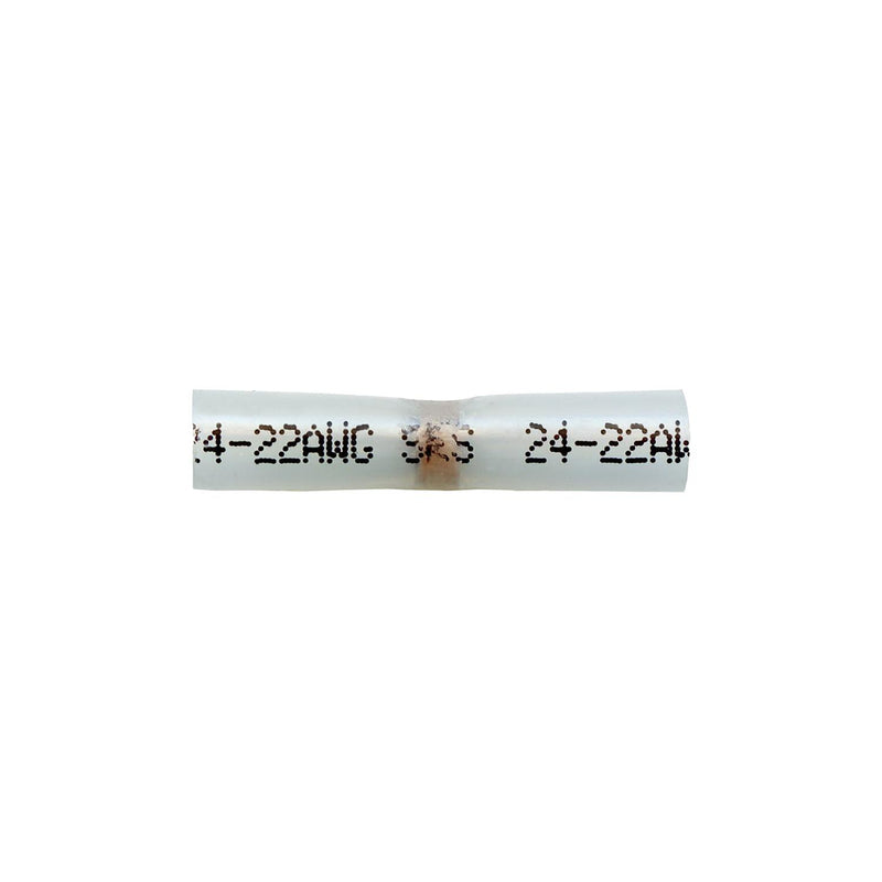 Clear with Black Print Butt Connector Heat Shrink & Solder 24-22 AWG w, 24-22 Gauge