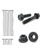 Metric Class 10.9 Hex Flange Frame Bolts & Nuts Assortment Phos & Oil - 369 PCS