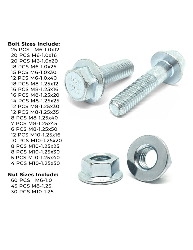 Metric Class 10.9 JIS Hex Flange Frame Bolts & Nuts Assortment M6-M10 401 PCS