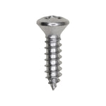 #8x5/8" Phillips Oval Head Tapping Screw, Type A/AB, Chrome, Standard