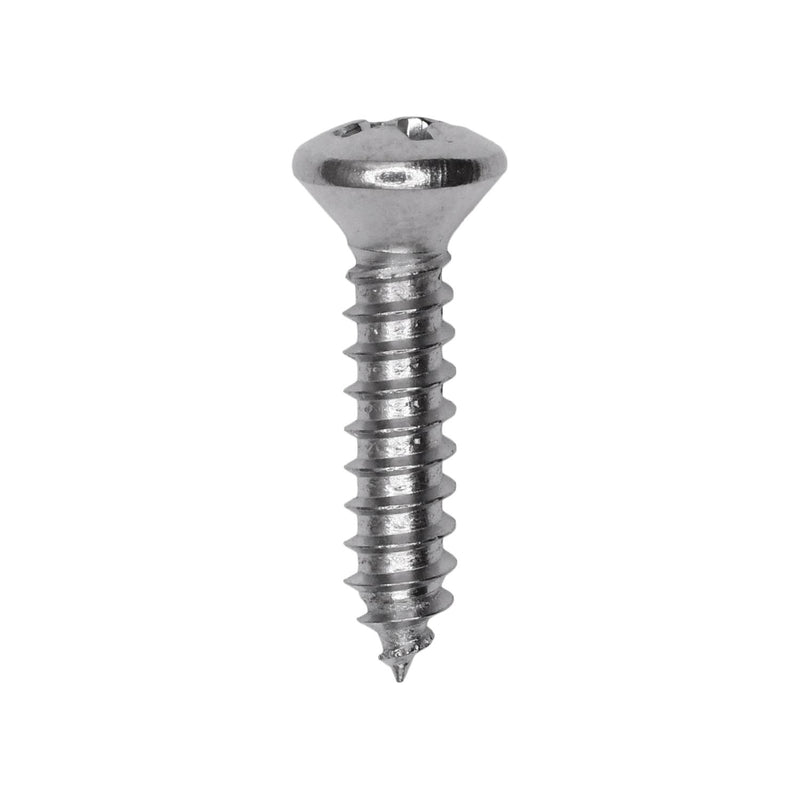 #8x3/4" Phillips Oval Head Tapping Screw, Type A/AB, Chrome, Standard
