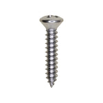 #8x7/8" Phillips Oval Head Tapping Screw, Type A/AB, Chrome, Standard