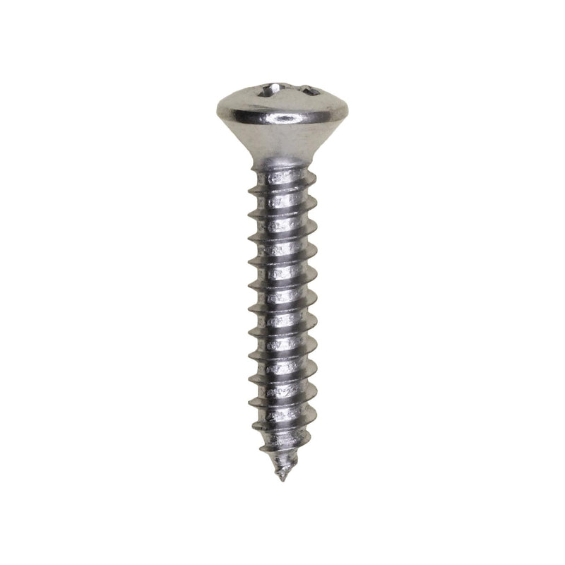 #8x7/8" Phillips Oval Head Tapping Screw, Type A/AB, Chrome, Standard