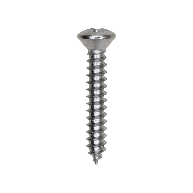 #8x1" Phillips Oval Head Tapping Screw, Type A/AB, Chrome, Standard