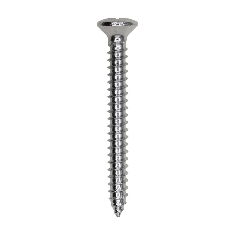 #8x1-1/2" Phillips Oval Head Tapping Screw, Type A/AB, Chrome, Standard
