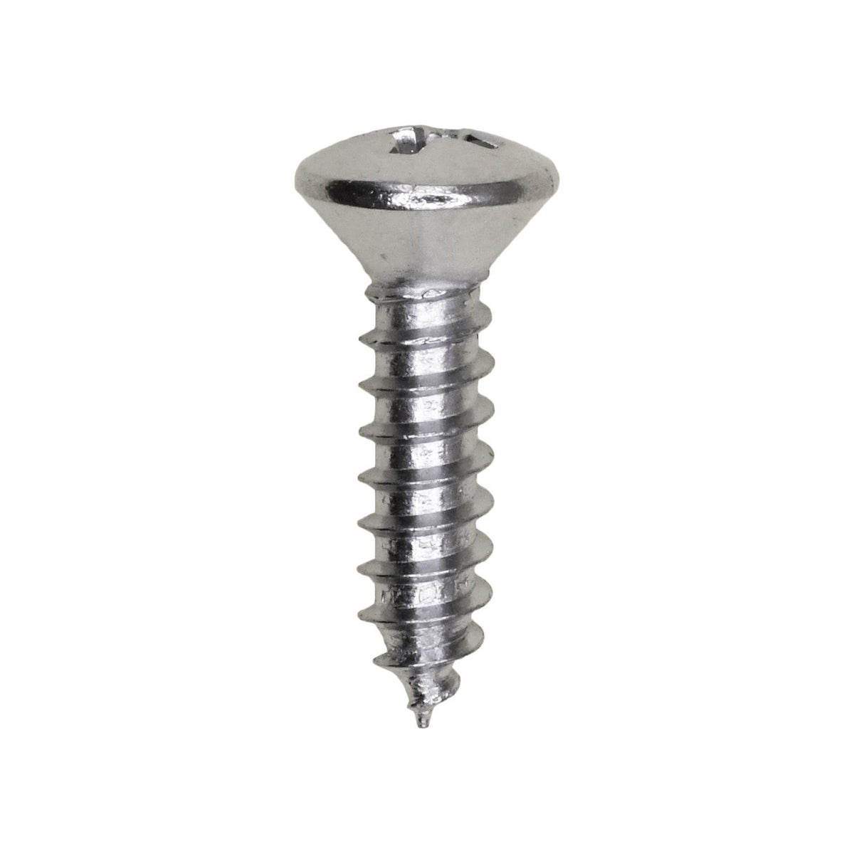 #10x3/4" Phillips Oval Head Tapping Screw, Type A/AB, Chrome, Standard