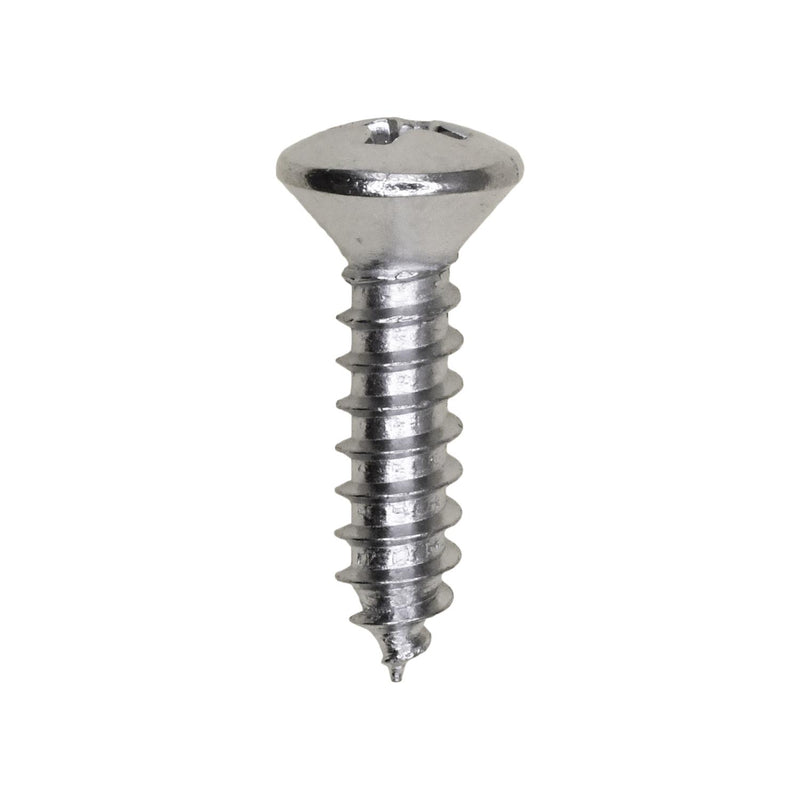 #10x3/4" Phillips Oval Head Tapping Screw, Type A/AB, Chrome, Standard