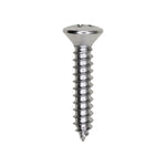 #10x1" Phillips Oval Head Tapping Screw, Type A/AB, Chrome, Standard