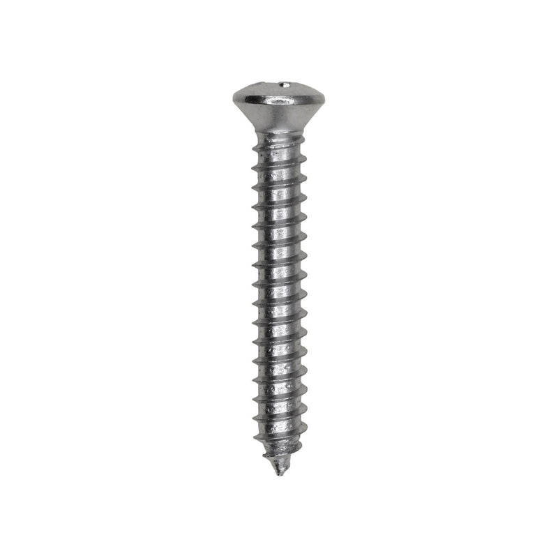 #10x1-1/4" Phillips Oval Head Tapping Screw, Type A/AB, Chrome