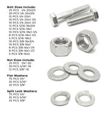 Inch 18-8 Stainless Hex Cap Screws, Hex Nuts, Flat & Lock Washers - 573 PCS