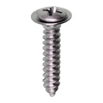 #8x7/8" Phillips Oval Head SEMS Hex Tapping Screw Flush, Type A/AB, Chrome, #6 Head Size