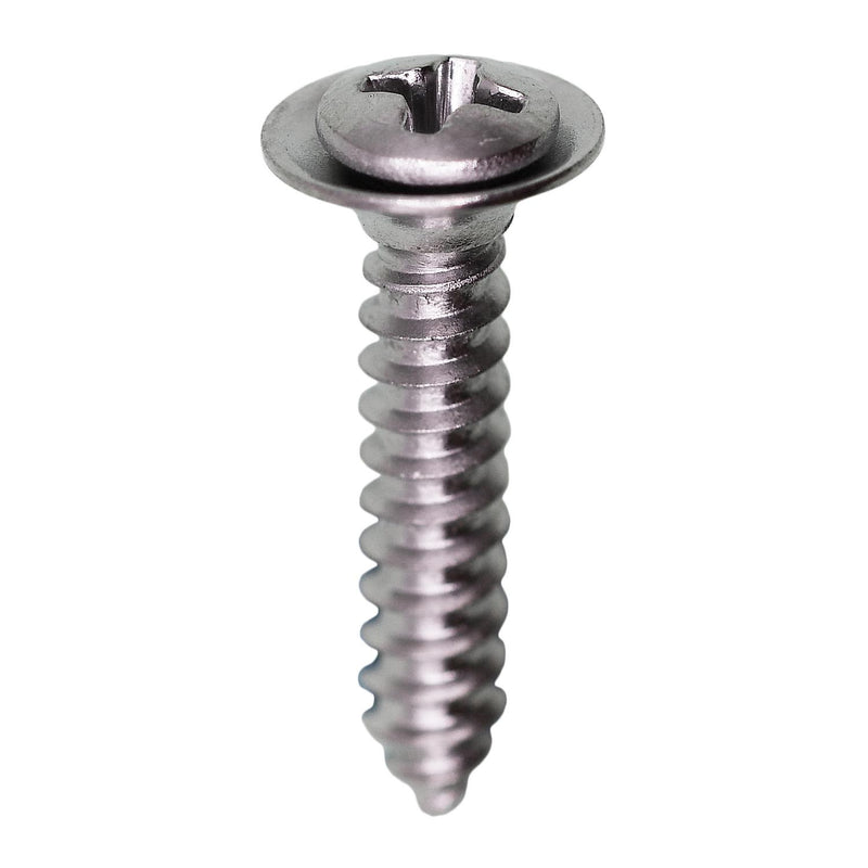 #8x7/8" Phillips Oval Head SEMS Hex Tapping Screw Flush, Type A/AB, Chrome, #6 Head Size