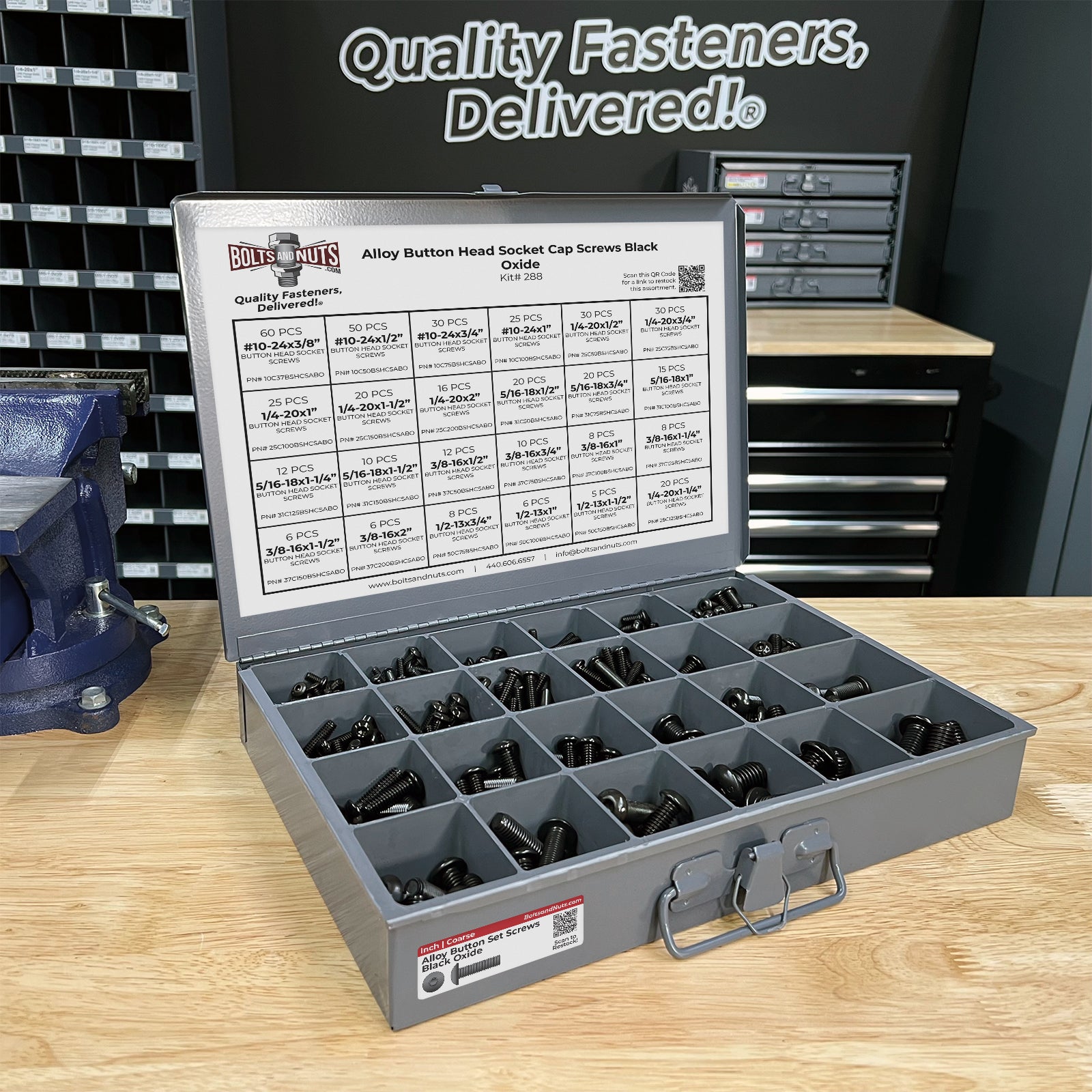 Alloy Allen Button Head Socket Cap Screws Bolts Black Oxide Assortment - 453 PCS