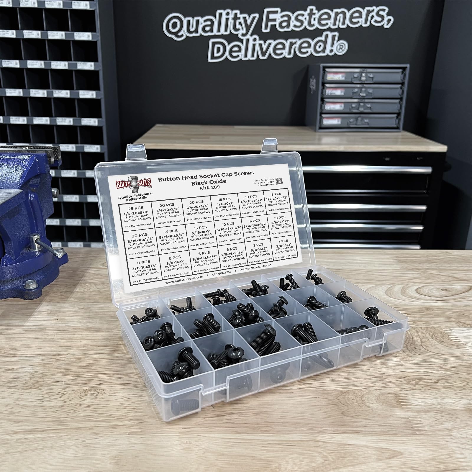 Inch Alloy Button Head Socket Cap Screws Black Oxide Assortment - 211 PCS