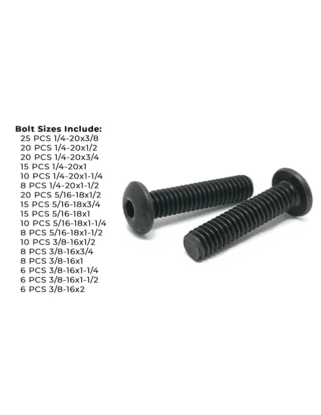 Inch Alloy Button Head Socket Cap Screws Black Oxide Assortment - 211 PCS