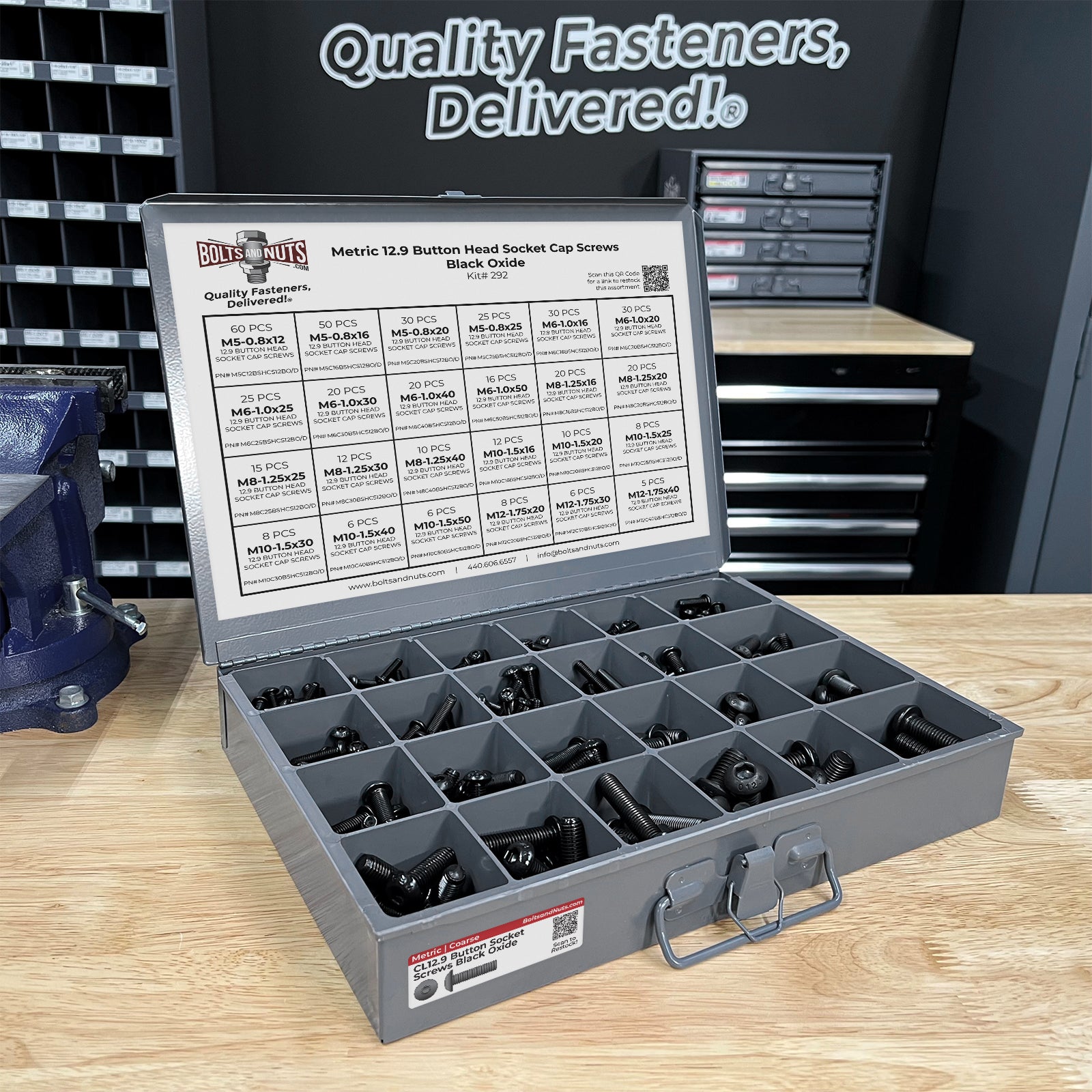 Metric 12.9 Alloy Allen Button Head Socket Cap Screws Bolts Black Oxide Assortment - 453 PCS