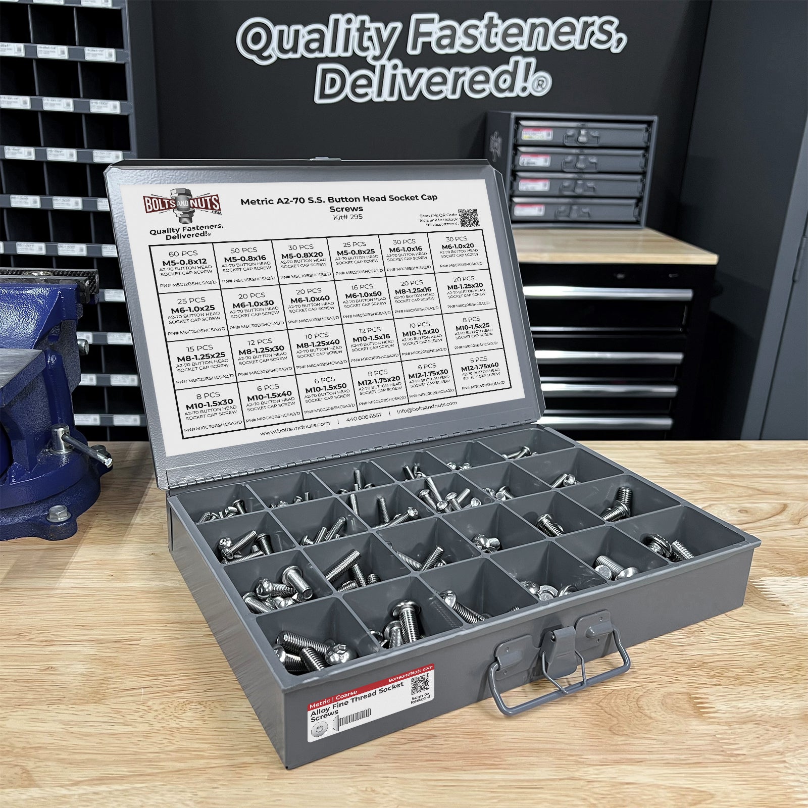 Metric A2-70 Allen Button Head Socket Cap Screws Bolts Stainless Steel Assortment - 453 PCS