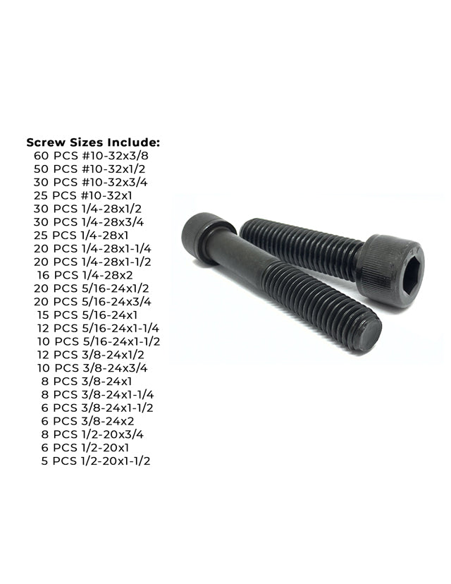 Inch Alloy Allen Fine Thread Socket Head Cap Screws Bolts Black Oxide Assortment - 453 PCS