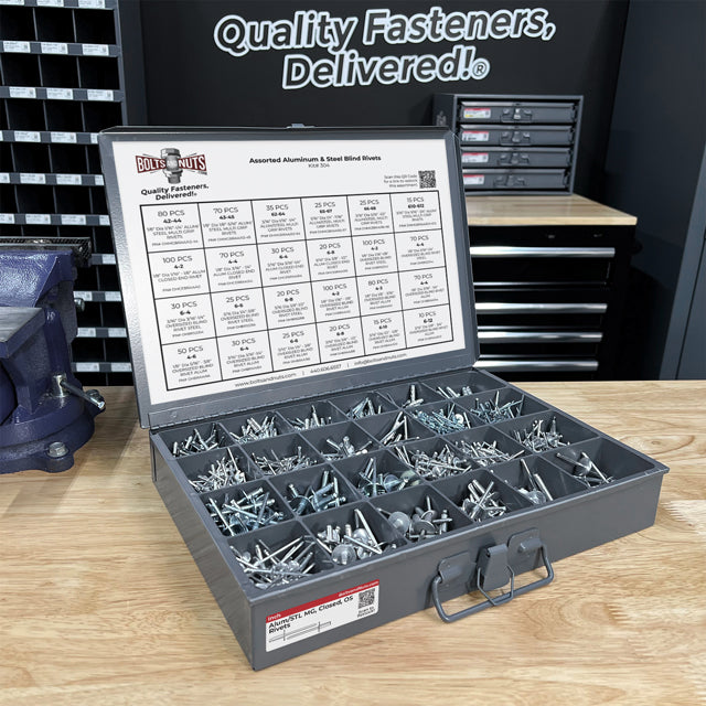 Aluminum and Steel Multi-Grip, Closed-End, & Oversized Head Rivets Assortment - 1116PCS
