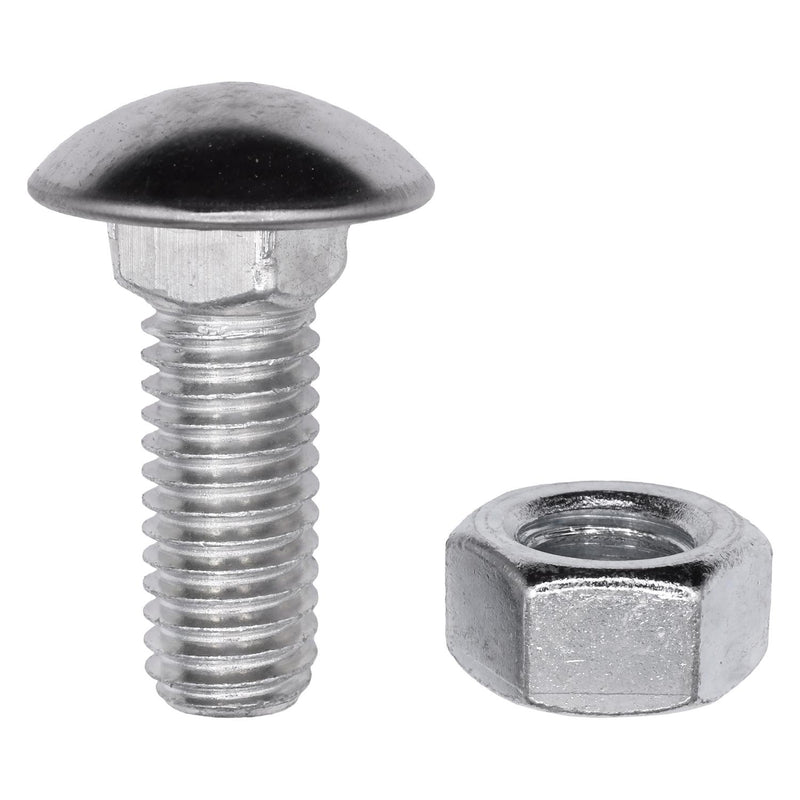 7/16"-14x1-1/4" Round Head Stainless Steel Capped Bumper Bolts with Hex Nuts, Zinc