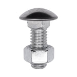 7/16"-14x1-1/4" Round Head Stainless Steel Capped Bumper Bolts with Hex Nuts, Zinc