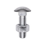 7/16"-14x1-1/2" Round Head Stainless Steel Capped Bumper Bolts with Hex Nuts, Zinc
