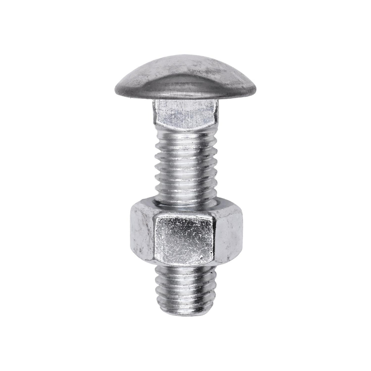 7/16"-14x1-1/2" Round Head Stainless Steel Capped Bumper Bolts with Hex Nuts, Zinc