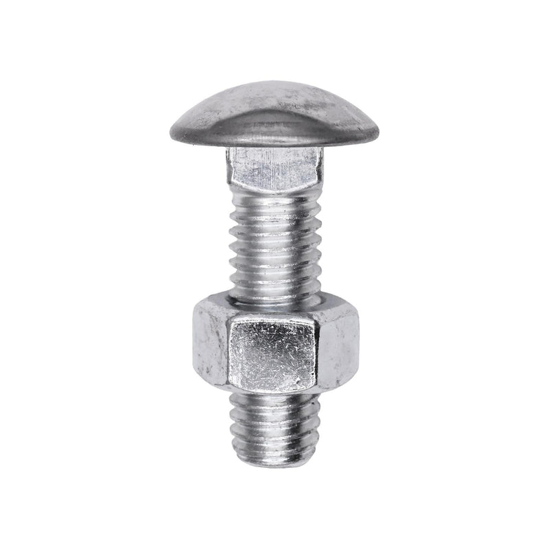 7/16"-14x1-1/2" Round Head Stainless Steel Capped Bumper Bolts with Hex Nuts, Zinc