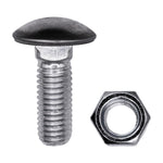 1/2"-13x1-1/2" Round Head Stainless Steel Capped Bumper Bolts with Hex Nuts, Zinc