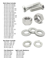 Inch 18-8 Stainless Hex Cap Screws, Hex Nuts, Flat & Lock Washers - 2012 PCS