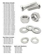 Metric Class A2 Stainless Coarse Hex Cap Screws, Hex Nuts, Flat & Lock Washers - 2011 PCS