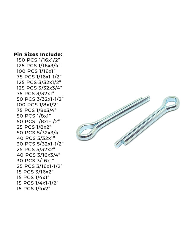 Steel Extended Prong Cotter Pins Zinc - 1431PCS