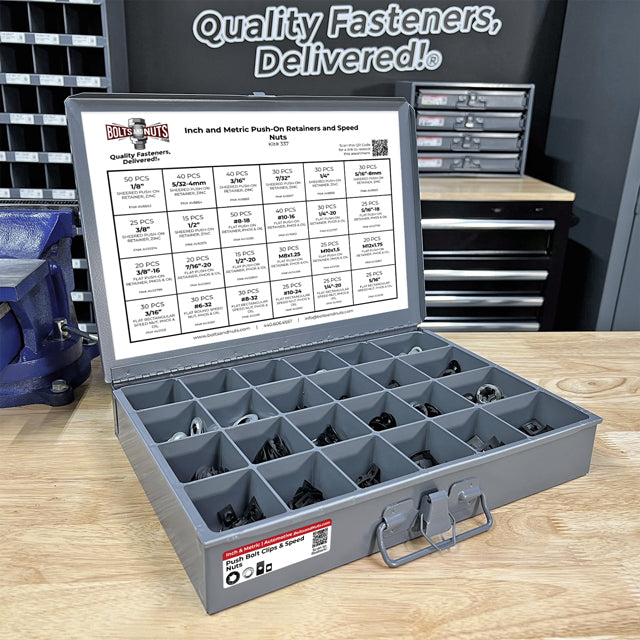Inch and Metric Push-On Bolt Retainers and Speed Nuts Assortment - 696 PCS