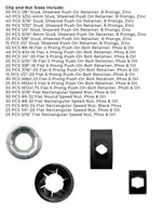 Inch and Metric Push-On Bolt Retainers and Speed Nuts Assortment - 696 PCS