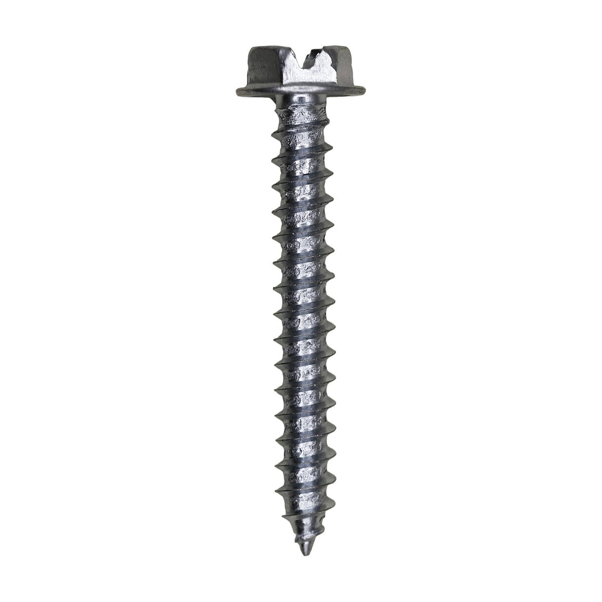 #8x1-1/4" Slotted Hex Head Flange Washer Tapping Screw, Type A/AB, Zinc Chromate