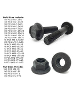 Metric Class 10.9 Hex Flange Frame Bolts & Nuts Assortment Phos & Oil - 739 PCS