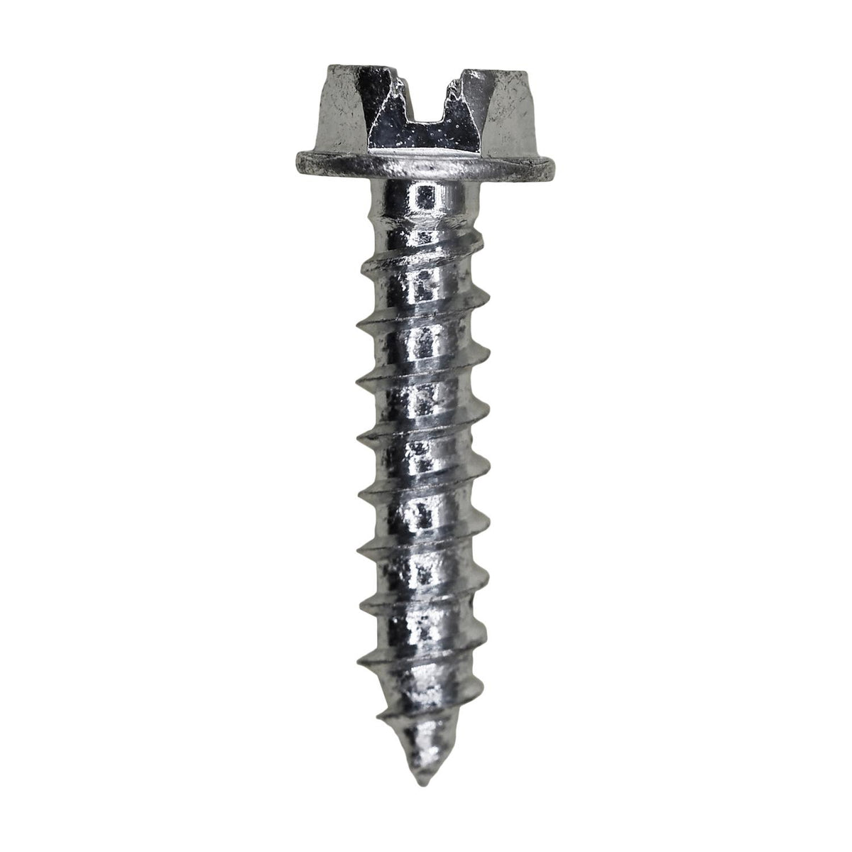 #12x1" Slotted Hex Head Flange Washer Tapping Screw, Type A/AB, Zinc Chromate