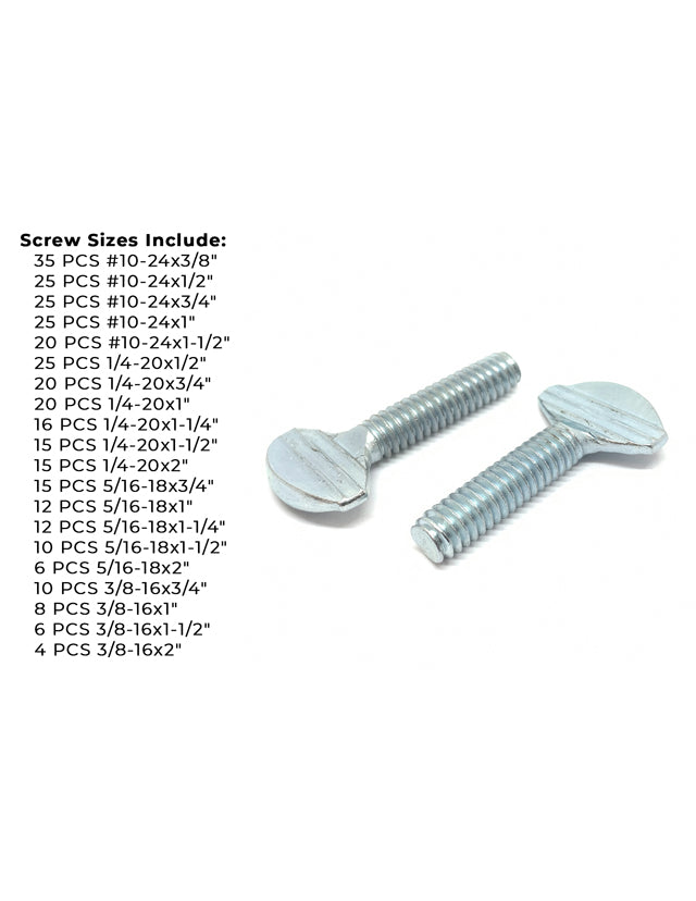 Spade Type Thumb Screws Zinc Clear Assortment - 325 PCS