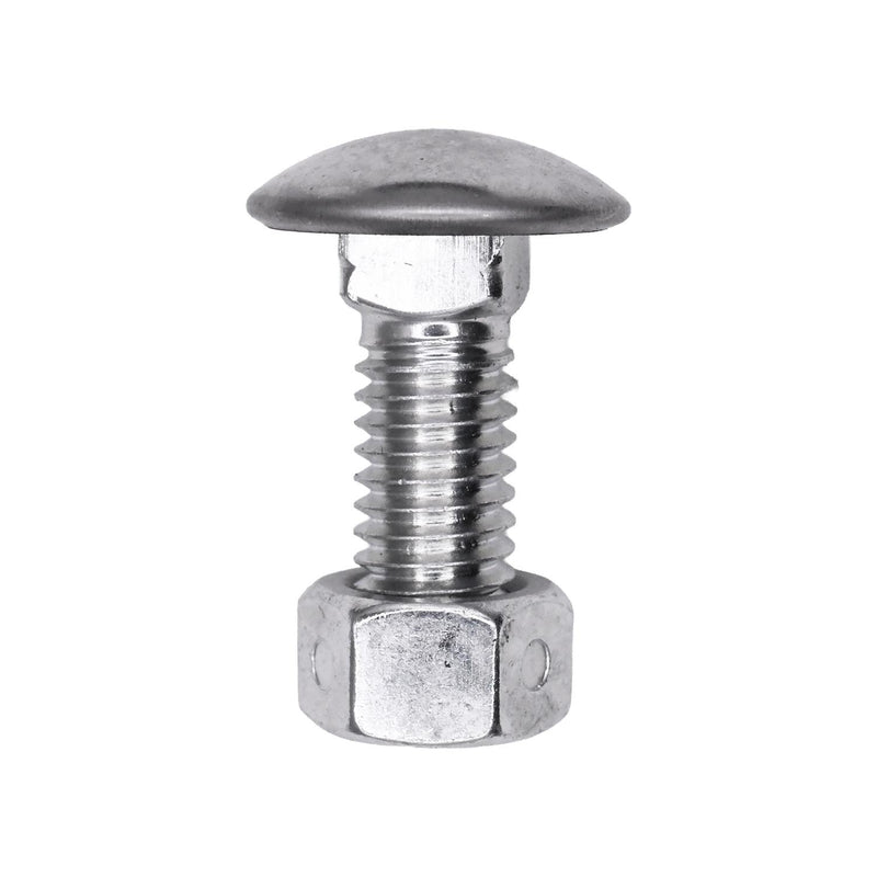 3/8"-16x7/8" Round Head Bumper Bolt And Lock Nut, Zinc