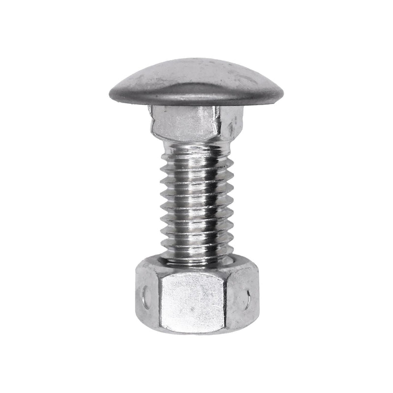 3/8"-16x1" Round Head Bumper Bolt And Lock Nut, Zinc
