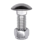 7/16"-14x1-1/4" Round Head Bumper Bolt And Lock Nut, Zinc