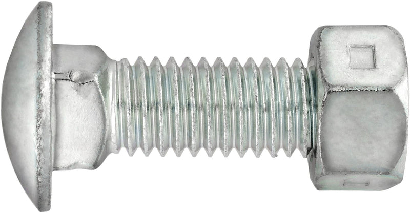 7/16"-14x1-1/2" Round Head Bumper Bolt And Lock Nut, Zinc