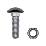 7/16"-14x1-1/2" Round Head Bumper Bolt And Lock Nut, Zinc