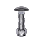 7/16"-14x1-1/2" Round Head Bumper Bolt And Lock Nut, Zinc