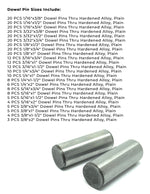Plain Finish Hardened Alloy Dowel Pins Assortment - 293 PCS